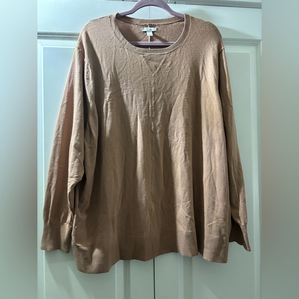 Daily Ritual Women's Tan Crewneck Sweater